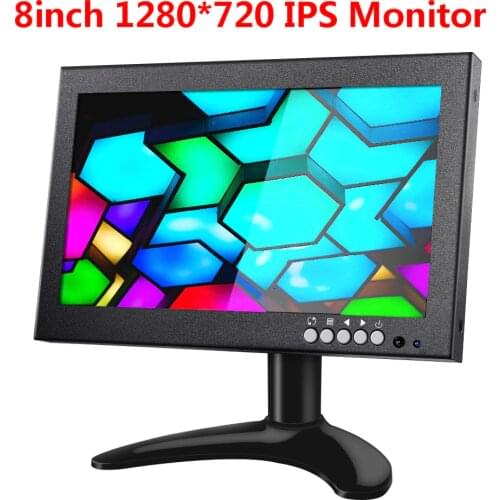 EYOYO EM08G 8 inch 1280*720 IPS HDMI Monitor Resolution Support VGA/AV/BNC/SPEAK Input for PC TV CCTV Camera Security Raspberry
