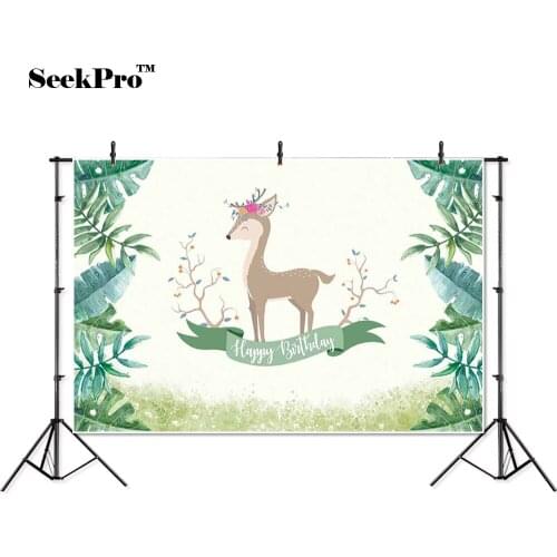 Thin vinyl deer flowers leaves birthday baby children photo Background Printed Professional indoor Photographic studio Backdrops