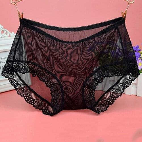 Hot Sale Women Sexy Panties Lace Thongs Ultra-thin Mesh Transparent Sexy Bragas Mujer Womens Soft Briefs Panty Underwear