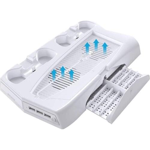 Game Host Cooling Fan Charging Station Dual Controller Charger Cooling Fan Base with LED Indicator