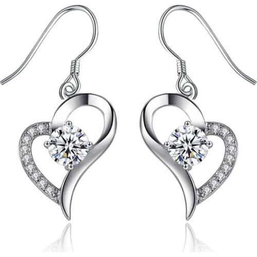 Creative Heart-Shaped Drop Earrings Crystal Earrings for womens Wedding Party Fashion Jewelry
