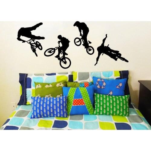 Cool Bike Cyclist BMX Sport Wall Decals Vinyl Stickers Embellish Home Wallpaper Bedroom Removeable Ornament Posters Murals S-104