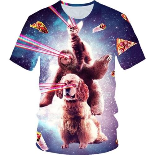 2019 Summer Boys Girls Black Color T-shirt Kids Animal Cute Cat Crown Mouse Sloth Funny T shirts Children 4-20 Years Old Tshirts