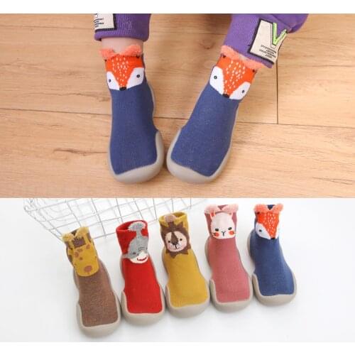 Cute Baby Sock Booties Infant Soft Sole Rubber Shoes Toddler First Walkers Newborn Non-slip Floor Socks Animal Style Prewalkers