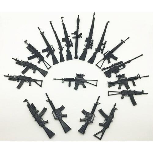 1/6 Gun Model for 12" Action Figure Weapon Old Version Easy Assemble Black Gun Model Toy AK74 AK47 M16A1 RPG 18pcs To Choose