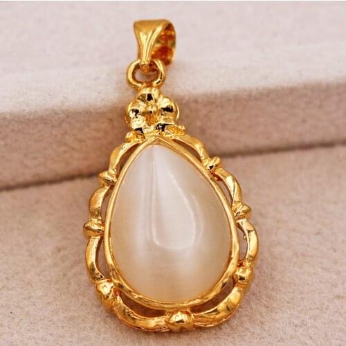 Trendy Gold Plated Oval Pendant Copper For Women Girls Fashion Jewelry Accessories Party Wedding Gift
