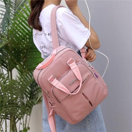 Womens Backpack Fashion USB Charging Bagpack Large Capacity Female Anti Theft Travel Laptop Bag Teenager Girls School Bag