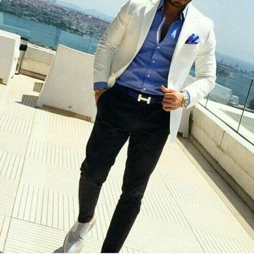 Men Suits Formal Ivory Wedding Suits for Men Groom Tuxedos Black Pants Man Blazer Evening Party Custom Terno Masculino 2 Pieces