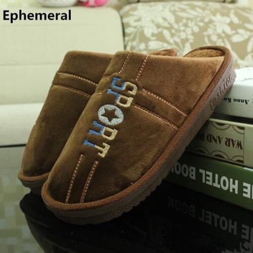 Mens Fur Slippers Home Round Toe Slides Winter Thick Cotton Warm Shoes Floor Super Plus Sizes 49 44 38 Brown Blue For Big Foot