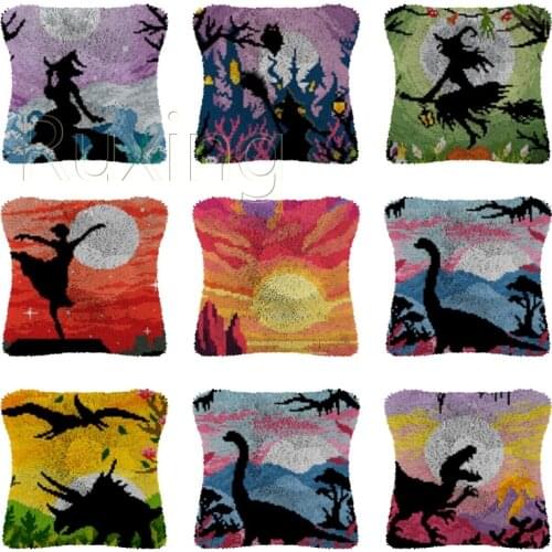 Latch Hook Kits Cushion landscape rhinestones decoration Crochet Pillow Case Latch Hook Pillow Cushion Cover cross stitch kit