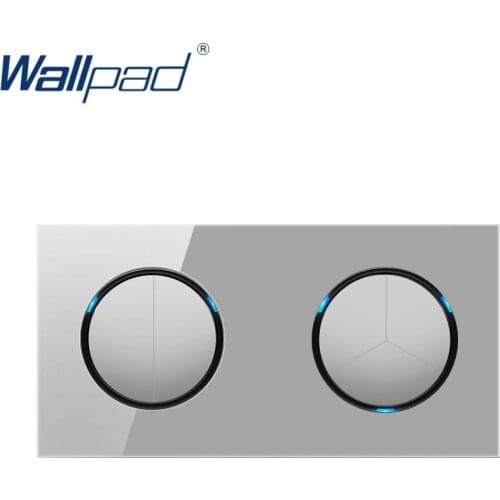 5 Gang 2 Way Grey Wall Light Switch Wallpad Luxury Tempered Crystal Glass Panel Electric Wall LED Indicator White