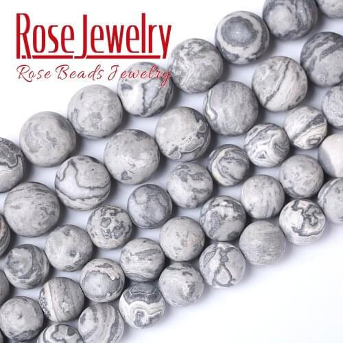 Natural Stone Dull Polish Matte Map Jaspers Round Beads For Jewelry Making 4/6/8/10/12 mm Spacer Beads Bracelet Wholesale