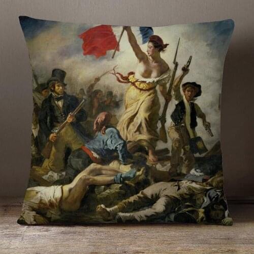 The Liberty Leading the People Cushion Covers Romanticism Art Pillow Case 45X45cm Linen Polyester Sofa Decoration