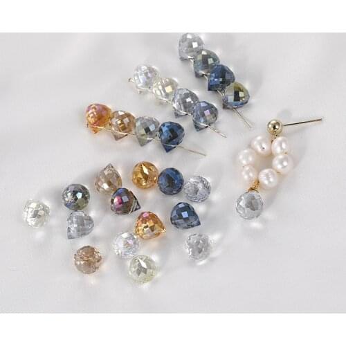 New style 100pcs/lot color print geometry water drop shape glass beads diy jewelry earring/bracelet pendant accessory