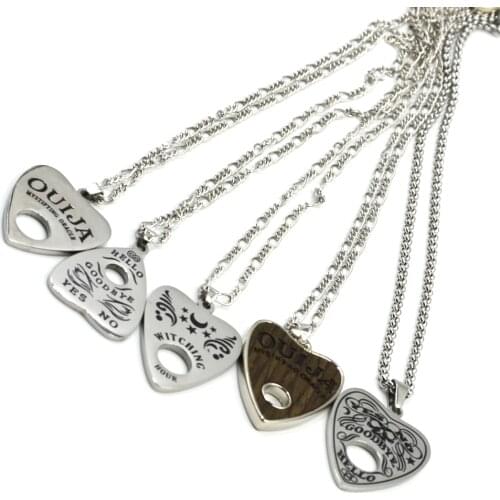 1Pc Stainless Steel Ouija Heart Pendant Necklace with 24" Chain Board Planchette Punk Choker Fashion Necklace Body Jewelry