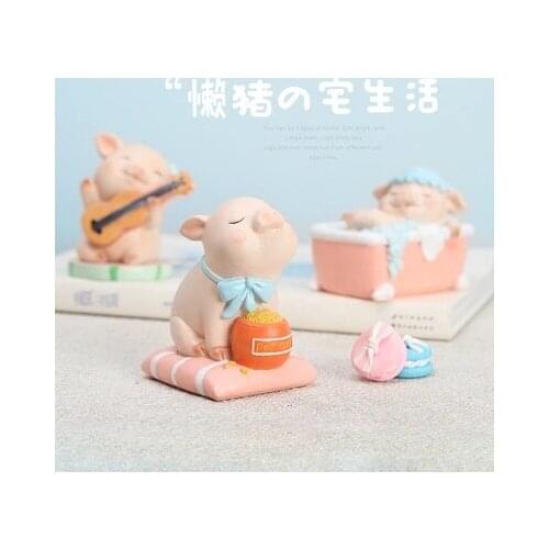 PRZY Cute Lazy Pig Molds 3D Sofa Bath Toilet Guitar Eating Pig Silicone Mold Handmade Cake Mould for Cake Decoration Clay Resin