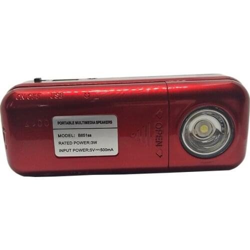 With Strong LED Flashlight Portable FM Radio Speaker USB TF Player Two Rechargeable 18650 Battery Time Clock Function
