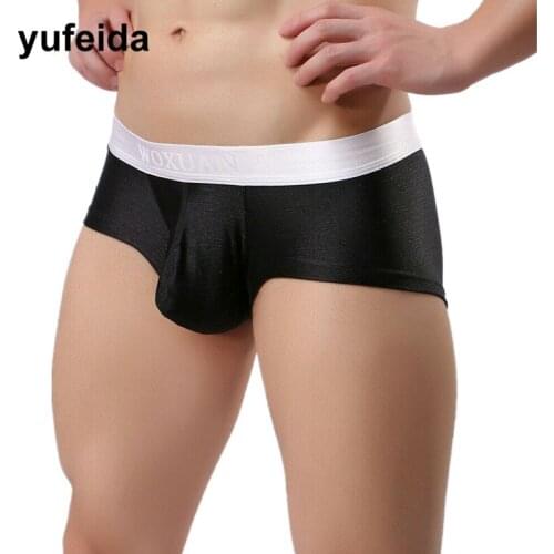 Sexy Mens Underwear Boxers Penis Pouch Underpants Boxer Shorts Trunks Ice Silk Seamless Male Gay Sissy Panties Cueca Masculina