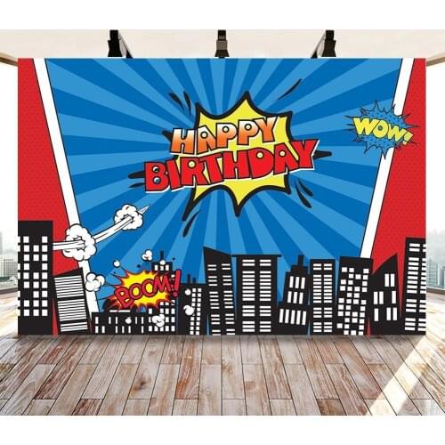 Super Heroes Backdrop Cartoon Backdrop Boy Birthday Party Backdrops Photography Background Party Banner Poster Cake Table Decors