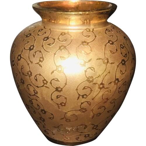 Vase 24k Real Gold Painted Glass Handmade Art Made In Turkey Elegant Decorative 140x140mm Or 190x190mm