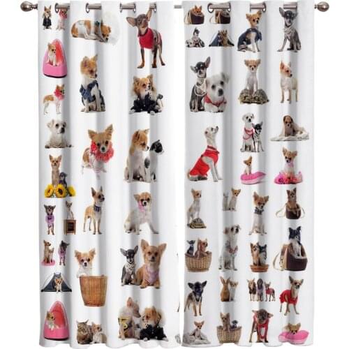 Dogs Pet Cats Flatworms Window Curtains Living Room Curtain Kitchen Curtains Left and Right Biparting Open Home Decor