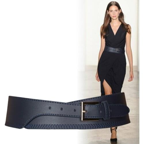 Female Black Design Windbreaker Wide Women Belts Brown Soft Pu Leather Waistbands Simple Wild Belt Waist Tide Cummerbunds