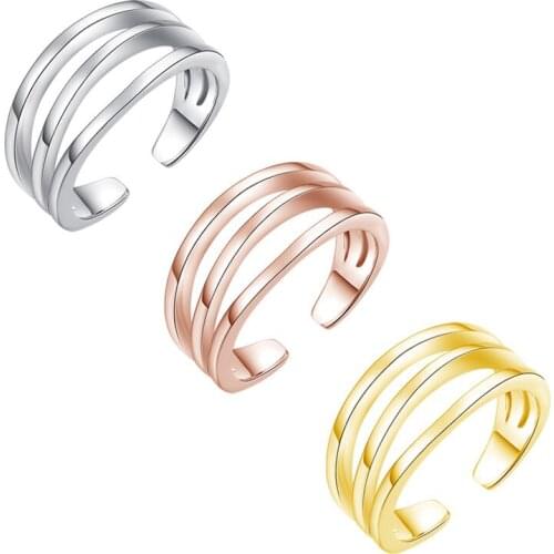 3PCS Toe Rings for Women Adjustable Stainless Steel Three-Layer Hollow Simple Foot Joint Ring Summer Beach Gift Jewelry