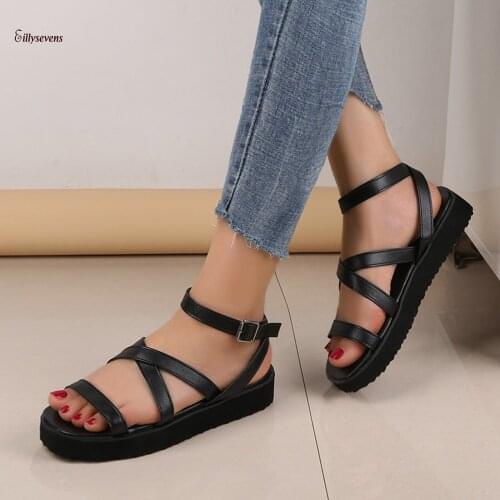 Female Summer Slippers Platform Sandals Women Buckle Strap Sandals Roman Shoes 20201 Fashion Sandalias Big Size Sandals