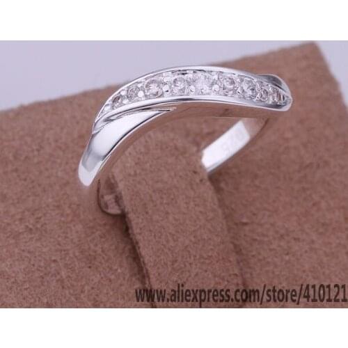 R159 Lucky Charm Silver Color Rings For Women Jewelry Wholesale Women Accessorie Fashion Inlaid Stone Twist-shaped Rings /dw