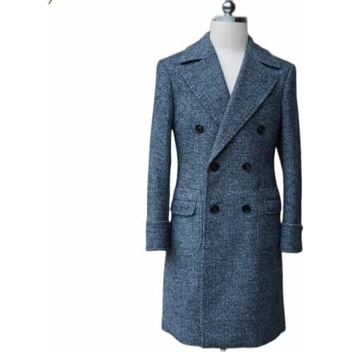 Winter Mens Suits Custom Made Notched Lapel Groom Party Tuxedo Long Coat For Men One Piece