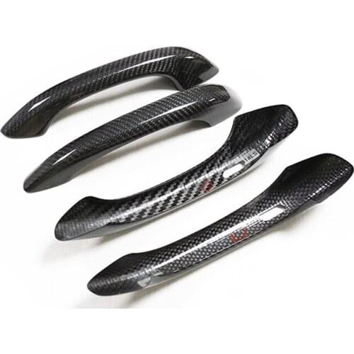 1 set Black Carbon Fiber Exterior Car Door Handle Cover Styling Sticker for Porsche Cayenne 2018 2019 2020 Moulding Trim