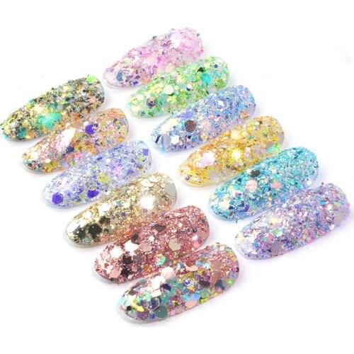 1 Box Mermaids Nail Sequins Crystal Shinning UV Gel Polish Flakes Palliette Manicuring Art Decoration Holographics DIY Powder
