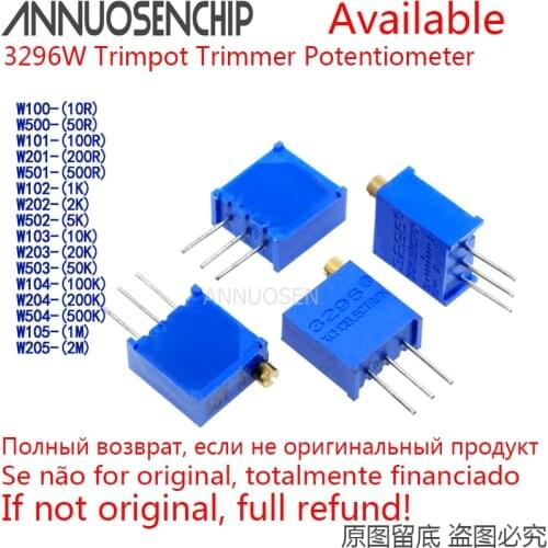 10pcs 3296W 3296 50 100 200 500 ohm 1K 2K 5K 10K 20K 50K 100K 200K 500K 1M ohm 103 100R 200R 500R Trimpot Trimmer Potentiometer