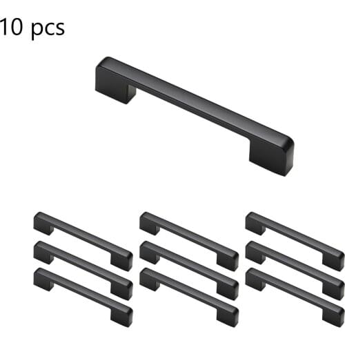 10pcs Black Cupboard Handle Brushed Stainless Steel Kitchen Cabinet Door Knob Furniture Drawer Pull Hardware Pulls Bar Handle