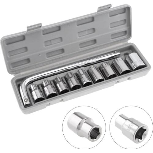 10pcs/set Auto Repair Socket Wrench Chrome Vanadium Steel Sleeve Auto Maintenance Combo Tools Car Repair Tool Set for Car Repair