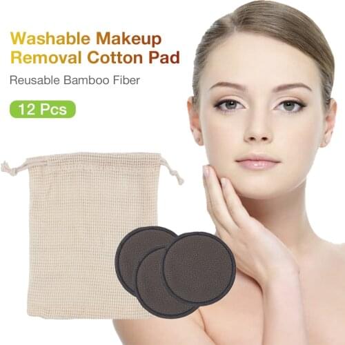 12Pcs Reusable Cotton Pads Makeup Remover Pads Washable Rounds Cleansing Facial Cotton Make Up Removal Pads Tool