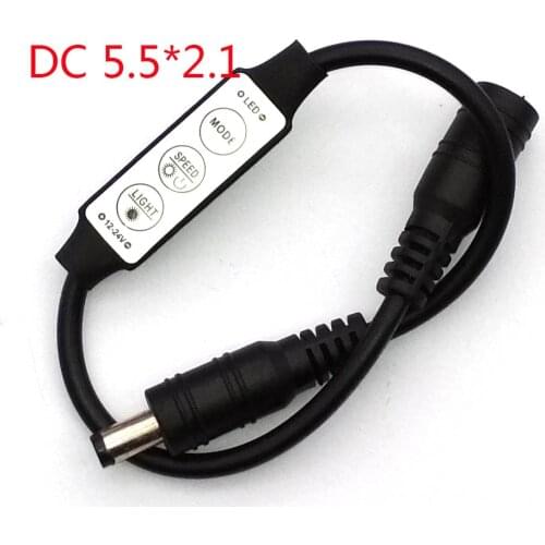 DC12V 24V Mini Led Dimmer Controller 3 Key With DC Connector To Control Single Color Led Strip Light SMD 3528 5050 5630