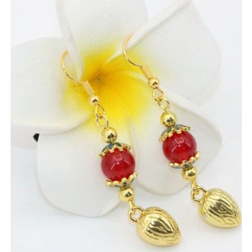 19 style multicolor chalcedony jades gold-color cloisonne original long dangle earring piercing eardrop women party gift B2612