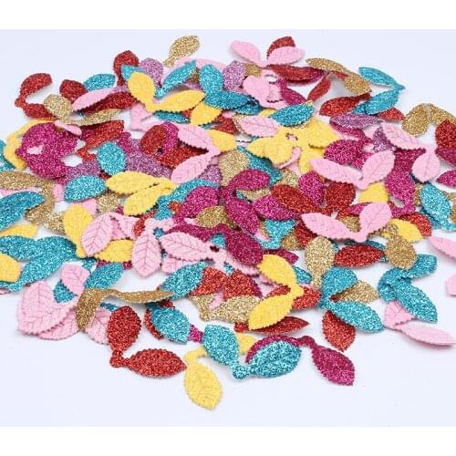 200pcs/lot Handmade Glitter Leaf Patch DIY Cute mini leaves Patches Sewing Clothes Garments Material Scrapbooking Decorative