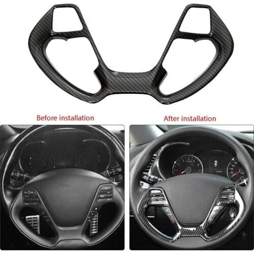ABS Carbon Fiber Interior Steering Wheel Decoration Cover Trim for Kia Forte K3 2016-2018 Car Styling