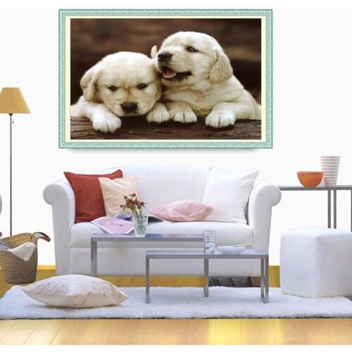 Diamond Embroidery Diy Diamond Painting Cross Stitch Kits Diamond Mosaic Two dogs Full Square Diamond Embroidery AD109