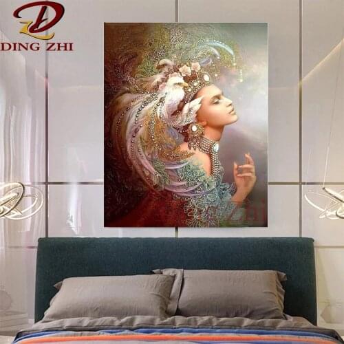 Diamond Painting Fantasy Woman 5D DIY Cross Stitch Animal Eagle Full Square Round Drill Mosaic Embroidery Home Decoration Gift