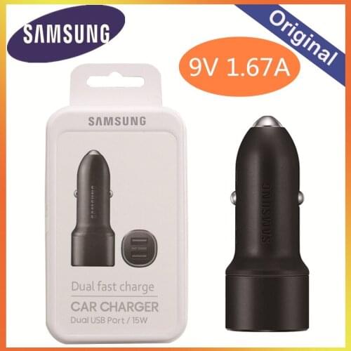 Samsung S10 Original Fast Car Charger 9V 1.67A Snel Charing Dual Usb Poort For Galaxy S8 S9 Note 8 9 A12 A32 A21 A51