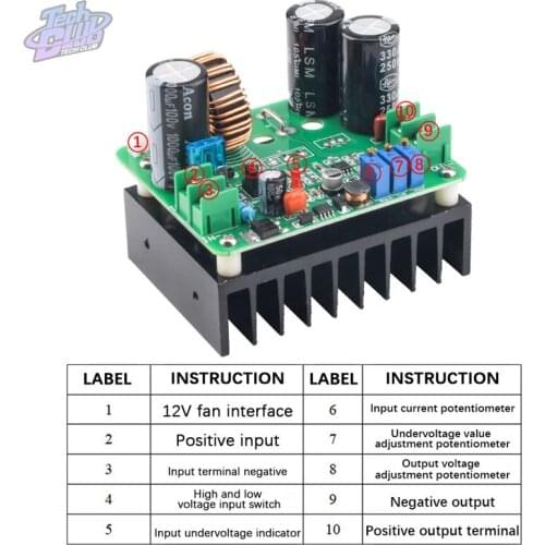 BT900W High Power DC Regulated Power Module Stabilized Constant Current Power Supply Adjustable Boost 120V 15A Charger Power