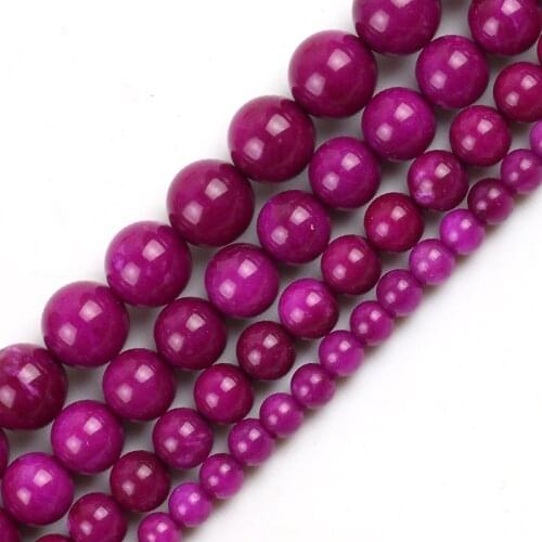 Natural Angelite Stone Purple Beads Smooth Round Loose Spacer Beads For Making Jewelry DIY Bracelets 15'Strand 4/6/8/10mm