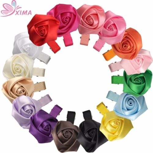 XIMA 16pcs/lot Mini 1.5inch Flower Hairpins Hair Accessories Headwear Solid Flower Hair Clip