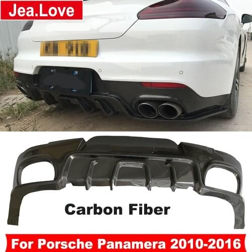 Real Carbon Fiber Car Rear Lip Bumper Diffuser Protector Rear Decoration Car Boty Styling Kit Part For Porsche Panamera 2010-16