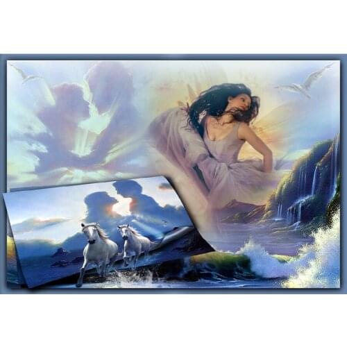 DIY 5D Diamond Mosaic fantasy beauty girl Diamond Painting Rhinestones Cross Stitch couple horse full Embroidery sale decor