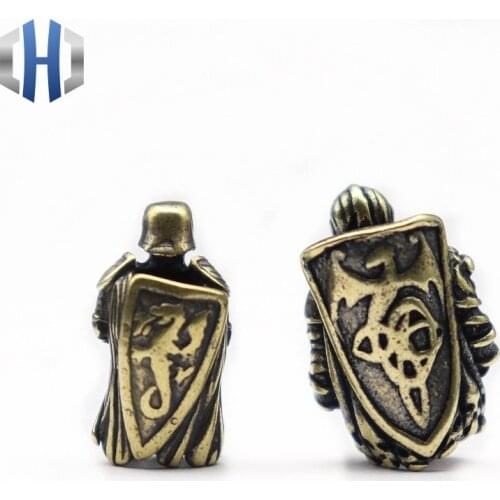 EDC DIY Knife Beads Pendant Vintage Color Brass Outdoor Tools Armour Knight Paracord Beads