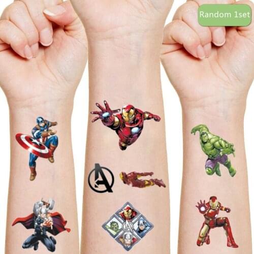 Disney Marvel Avengers Iron Man Originales waterproof Tattoo Sticker Random 1PCS Action Figure Cartoon Kids Birthday Gifts